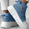 Muffin Heel Side-Zipper & Dual Lace-Up Casual Sneakers for Women by FitiqueFit