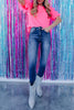 Pink Tulle Ruffle Sleeve Top