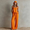 Women's Spaghetti Strap Cami Top & Wide-Leg Pants Two-Piece Set by FitiqueFit