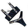Charming Love Letter Bikini Women Halter Push Up Bathing Suit Swimsuit Women's Push-up Halter Bandage Bikini Swimsuits Swim Bottoms Hollow Out Front Lace Up Bandage Swimwear by Stevvex