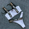 Charming Love Letter Bikini Women Halter Push Up Bathing Suit Swimsuit Women's Push-up Halter Bandage Bikini Swimsuits Swim Bottoms Hollow Out Front Lace Up Bandage Swimwear by Stevvex