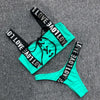 Charming Love Letter Bikini Women Halter Push Up Bathing Suit Swimsuit Women's Push-up Halter Bandage Bikini Swimsuits Swim Bottoms Hollow Out Front Lace Up Bandage Swimwear by Stevvex