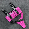 Charming Love Letter Bikini Women Halter Push Up Bathing Suit Swimsuit Women's Push-up Halter Bandage Bikini Swimsuits Swim Bottoms Hollow Out Front Lace Up Bandage Swimwear by Stevvex
