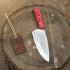 Acid-Etched Chef Knife with Red Pakka Wood & Checker Brown Wood Handle by JW SteelCrafts