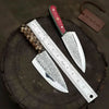 Acid-Etched Chef Knife with Red Pakka Wood & Checker Brown Wood Handle by JW SteelCrafts