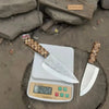 Acid-Etched Chef Knife with Red Pakka Wood & Checker Brown Wood Handle by JW SteelCrafts