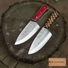 Acid-Etched Chef Knife with Red Pakka Wood & Checker Brown Wood Handle by JW SteelCrafts