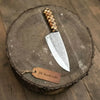 Acid-Etched Chef Knife with Red Pakka Wood & Checker Brown Wood Handle by JW SteelCrafts
