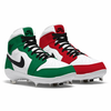 "Christmas Mismatch" Jordan 1 Retro Cleats by Stadium Custom Kicks