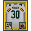 Framed Autographed/Signed Chuck Mercein 35x39 Ice Bowl Green Bay White Football Jersey JSA COA by Hall of Fame Sports Memorabilia