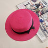Classic Simple Female Hat For Summer Beach Hat Casual Lady Summer Solid Color Straw Hat Women Elegant Hat Traveling Hats UV Protection Sun Cap Women Flat Bowknot Design Cute Cap Girls Hat 56-58cm by Stevvex