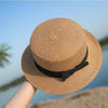 Classic Simple Female Hat For Summer Beach Hat Casual Lady Summer Solid Color Straw Hat Women Elegant Hat Traveling Hats UV Protection Sun Cap Women Flat Bowknot Design Cute Cap Girls Hat 56-58cm by Stevvex