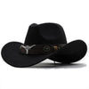 Classic Simple Women Men Wool Western Cowboy Hat Women Men's Western Cowboy Unisex Hat Gentleman Wide Brim Hat Dad Cowgirl Hats Cowgirl Hats With Wide Belt by Stevvex