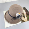 Classic Style Straw Hat Women Foldable Traveling Summer Women's Big Sun Hat Vintage Design Wide Side Straw Hat Female Summer Beach Hat Holiday Party Cap 56-58CM by Stevvex