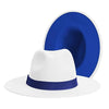 Classic Wide Brim Fedora Hat Men Women Two Colors Fedora Hats Cowboy Hat White Blue Belt Beautiful Design Soft Unisex Party Formal Hat 56-58CM by Stevvex