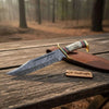 Handmade Coffin Handle Damascus Clip Point Bowie Knife with Stag Horn by JW SteelCrafts