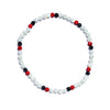 Code Red Iced Out Baseball Bead Necklace | White, Black, & Red