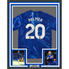 Framed Autographed/Signed Cole Palmer 35x39 Chelsea FC Blue Soccer Futbol Jersey Beckett BAS COA by Hall of Fame Sports Memorabilia
