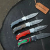 Handmade Damascus Steel Folding Knife – 4 Premium Handle Variations by JW SteelCrafts