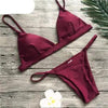 Colors Solid Bikini Set Push Up Swimwear Two Piece Swimsuit Swimwear Halter String Triangle Bikini Sets Women Swimsuit Low Waist Halter Two Pieces Bathing Suit by Stevvex