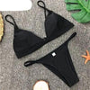 Colors Solid Bikini Set Push Up Swimwear Two Piece Swimsuit Swimwear Halter String Triangle Bikini Sets Women Swimsuit Low Waist Halter Two Pieces Bathing Suit by Stevvex