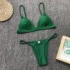 Colors Solid Bikini Set Push Up Swimwear Two Piece Swimsuit Swimwear Halter String Triangle Bikini Sets Women Swimsuit Low Waist Halter Two Pieces Bathing Suit by Stevvex
