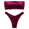Comfortable Bathing Suit Women Velvet Bikini Swimsuit Women Bikini Set Swimsuit Bathing Suit Solid Swimming Suit Party Purple 2 Piece Swimwear Female Summer Beachwear by Stevvex
