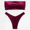 Comfortable Bathing Suit Women Velvet Bikini Swimsuit Women Bikini Set Swimsuit Bathing Suit Solid Swimming Suit Party Purple 2 Piece Swimwear Female Summer Beachwear by Stevvex