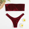 Comfortable Bathing Suit Women Velvet Bikini Swimsuit Women Bikini Set Swimsuit Bathing Suit Solid Swimming Suit Party Purple 2 Piece Swimwear Female Summer Beachwear by Stevvex