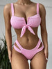Comfortable Swimwear Women's Strappy One Piece Swimsuits Tie Knot Front Bathing Suits Cut Out Swimwear Female Bow Strap V-neck Swimsuit Women Two Pieces Bikini Set Push Up Bathing Suit Summer Beach Beachwear by Stevvex