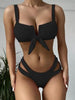 Comfortable Swimwear Women's Strappy One Piece Swimsuits Tie Knot Front Bathing Suits Cut Out Swimwear Female Bow Strap V-neck Swimsuit Women Two Pieces Bikini Set Push Up Bathing Suit Summer Beach Beachwear by Stevvex