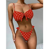 Comfortable Swimwear Women's Strappy One Piece Swimsuits Tie Knot Front Bathing Suits Cut Out Swimwear Female Bow Strap V-neck Swimsuit Women Two Pieces Bikini Set Push Up Bathing Suit Summer Beach Beachwear by Stevvex