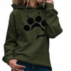 Cool Casual Sweatshirts Autumn Winter Crop Hoodie Women's Foot Print Autumn Hooded Sweatshirt Basic Hooded Pullover Long Sleeve Casual Loose Warm Drawstring Hoodie Women Dog Paw Print Hoodie Long Sleeve Pullover Hooded Sweatshirt Green by Stevvex
