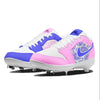 "Cotton Candy Paisley Mismatch" Jordan 1 Retro Cleats by Stadium Custom Kicks