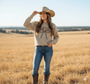 Cowgirl Barbed Wire Bow Graphic Sweatshirt by Wild Junkie