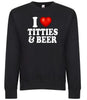 I Love Titties and Beer I Heart Boobs Funny Sexy Adult Humor Graphic Tee Shirt by MyWackyTees