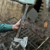 Norse Viking Axe Set with Engraved Steel Heads and Carved Hardwood Handles by JW SteelCrafts