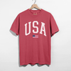 USA Varsity Graphic Tee – White Letter Patriotic Shirt by Hey Jude Graphic Tees
