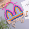 Crochet Bikini Sets Multi Color Knitted Rainbow Striped Off Shoulder Top Bottom Bikini Women's Crochet Striped Lace Up Shorts Bikini Set 2 PCS Knit Bathing Suit Swimsuit Beachwear Bathing Suit Women Swimsuit by Stevvex