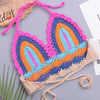 Crochet Bikini Sets Multi Color Knitted Rainbow Striped Off Shoulder Top Bottom Bikini Women's Crochet Striped Lace Up Shorts Bikini Set 2 PCS Knit Bathing Suit Swimsuit Beachwear Bathing Suit Women Swimsuit by Stevvex
