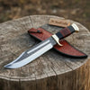 Handcrafted Western Bowie Knife Clip Point Hunting Blade with Brass Guard and Leather Sheath by JW SteelCrafts