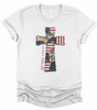God Bless America Cross Patchwork Bella Canvas Graphic Tee by Ocean & 7th