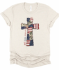 God Bless America Cross Patchwork Bella Canvas Graphic Tee by Ocean & 7th