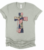 God Bless America Cross Patchwork Bella Canvas Graphic Tee by Ocean & 7th