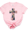 God Bless America Cross Patchwork Bella Canvas Graphic Tee by Ocean & 7th