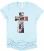 God Bless America Cross Patchwork Bella Canvas Graphic Tee by Ocean & 7th