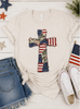 God Bless America Cross Patchwork Bella Canvas Graphic Tee by Ocean & 7th