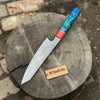 Kiritsuke Style Chef Knife Raindrop Damascus Steel Blade Epoxy Resin Handle | Japanese Kitchen Knife by JW SteelCrafts