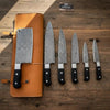 6-Piece Custom Damascus Culinary Knife Set with Cleaver & Black Resin Handles by JW SteelCrafts