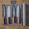 4-Piece Damascus Nakiri Gyuto Santoku Knife Set with Wood Grain Damascus Blades by JW SteelCrafts
